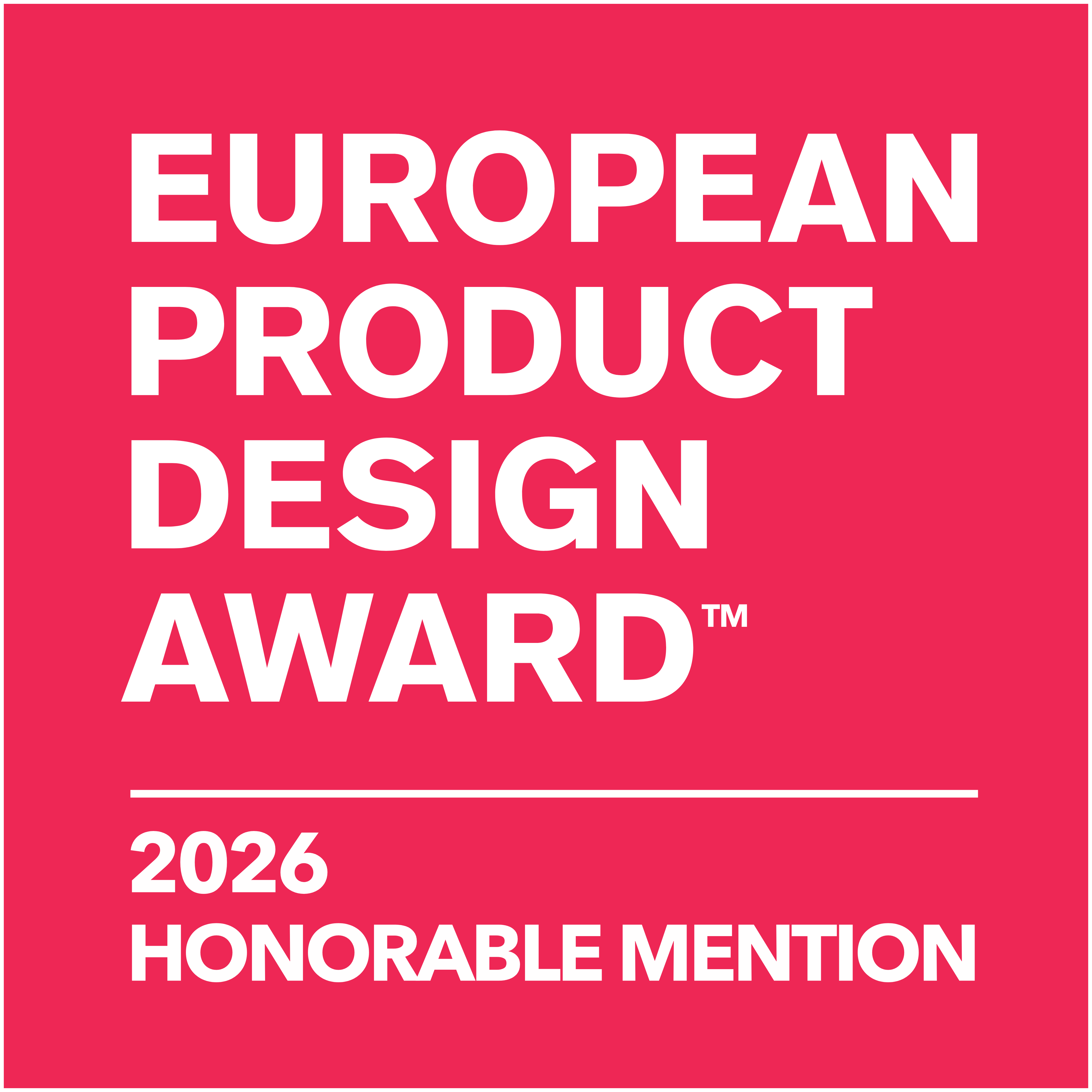 European Product Design Award 2026 Honorable Mention 獎章